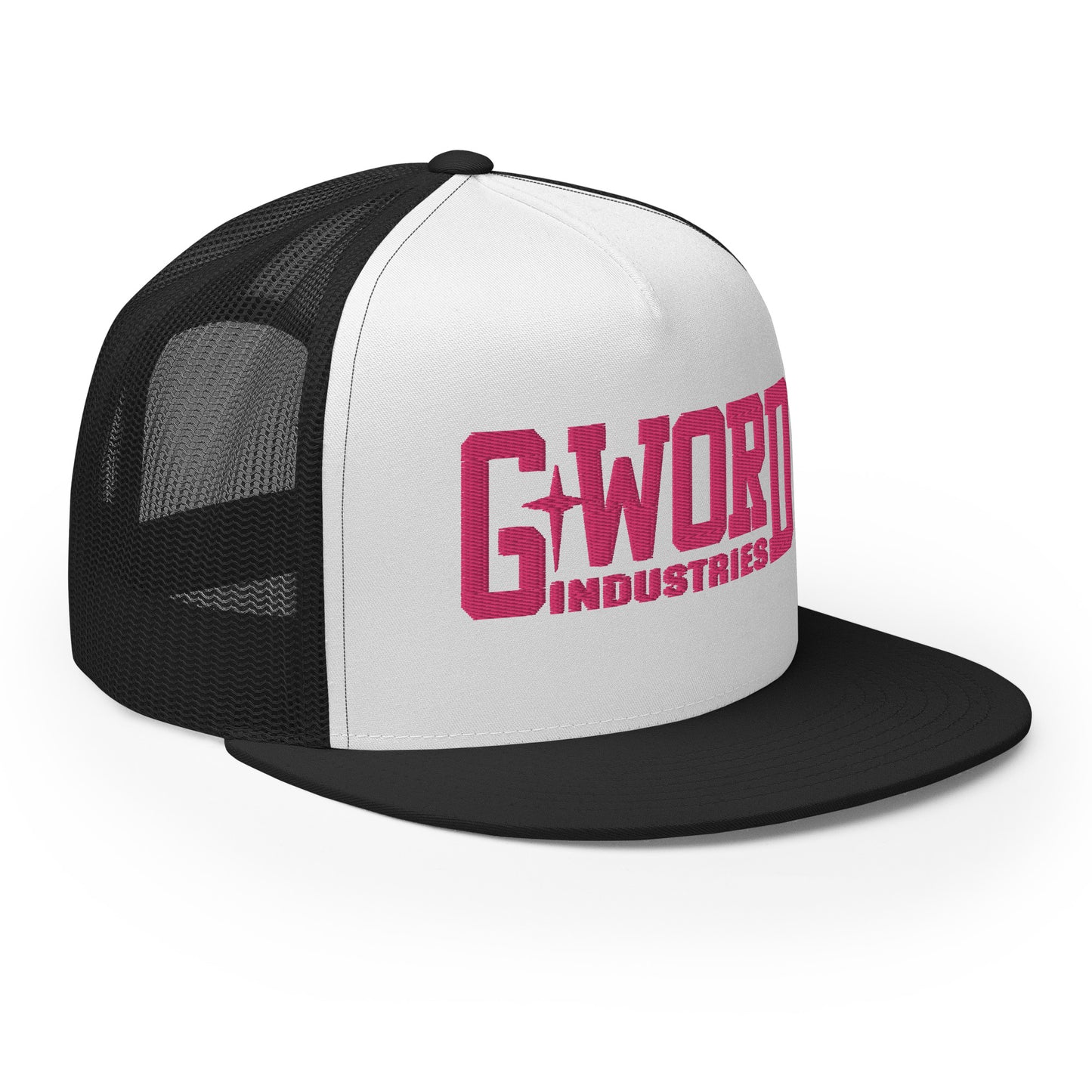 GWORD INDUSTRIES - THE LIVING TRUTH COLLECTION - Pink on White on Black Back - Open Back Trucker Cap