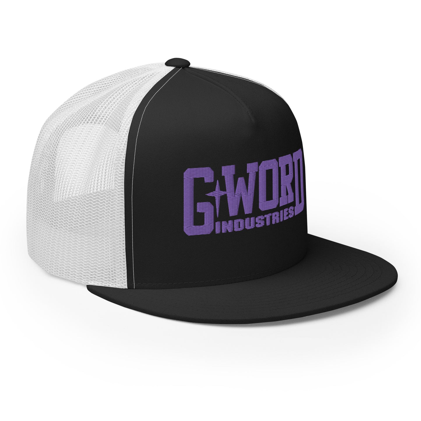GWORD INDUSTRIES - THE LIVING TRUTH COLLECTION - Purple on Black on White Back - Open Back Trucker Cap