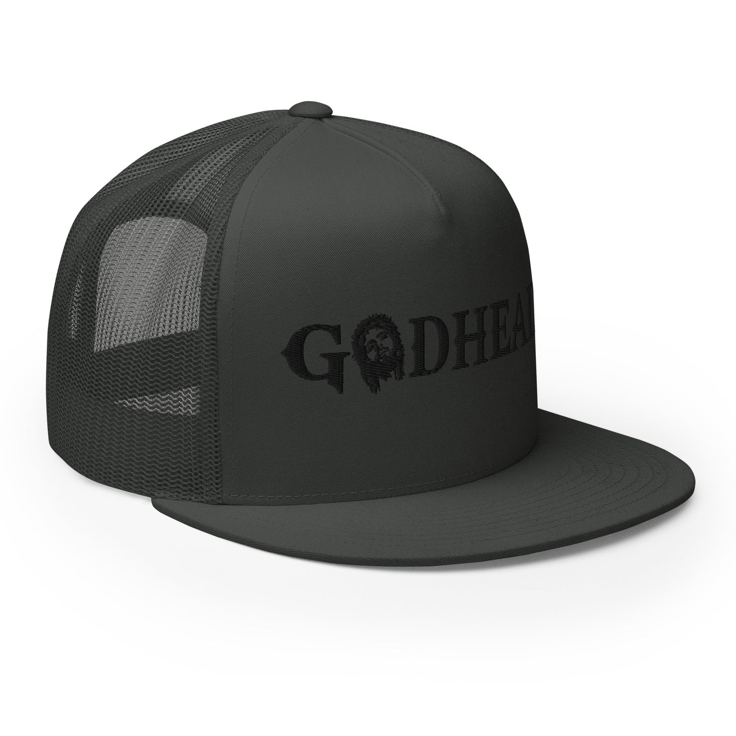 GODHEAD - CHRIST COLLECTION - BLACK on GREY\GRAY - Open Back Trucker Cap