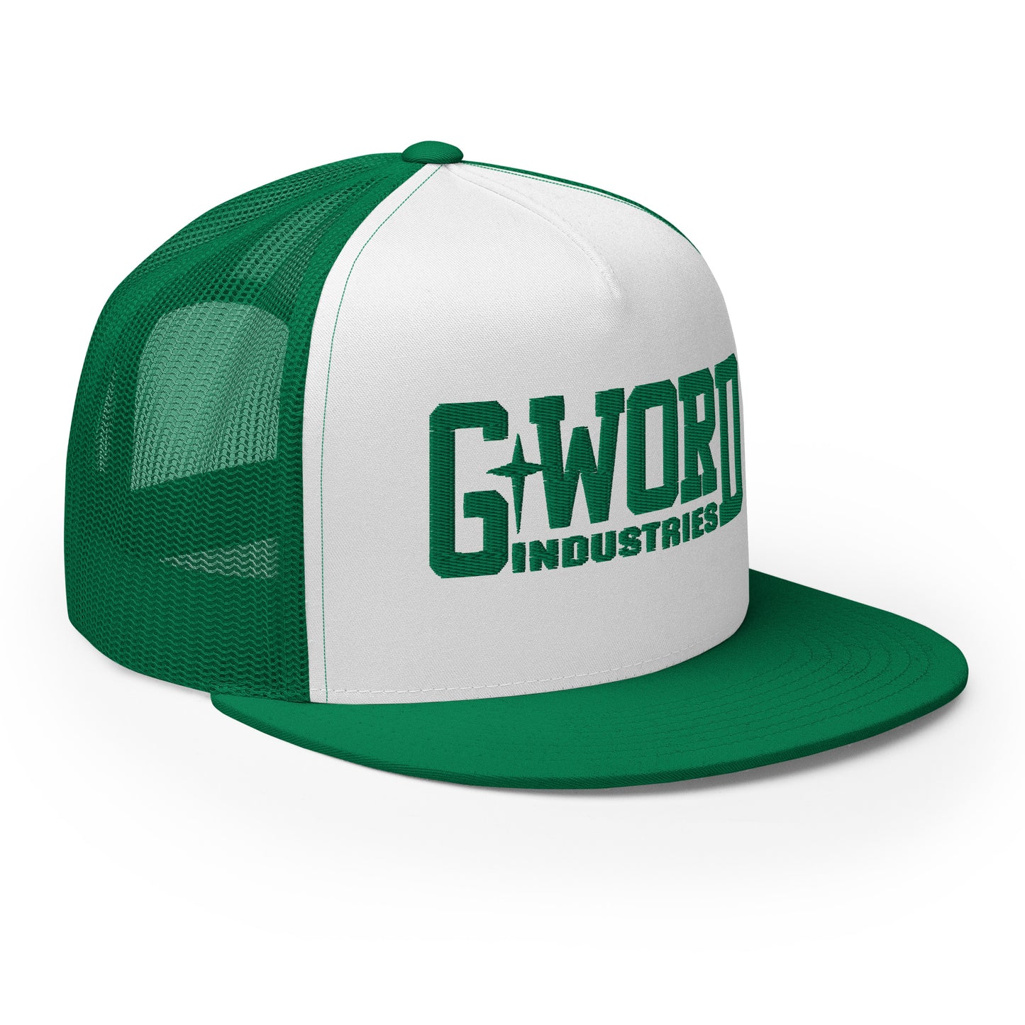 GWORD INDUSTRIES - THE LIVING TRUTH COLLECTION - Green on White on Green Back - Open Back Trucker Cap