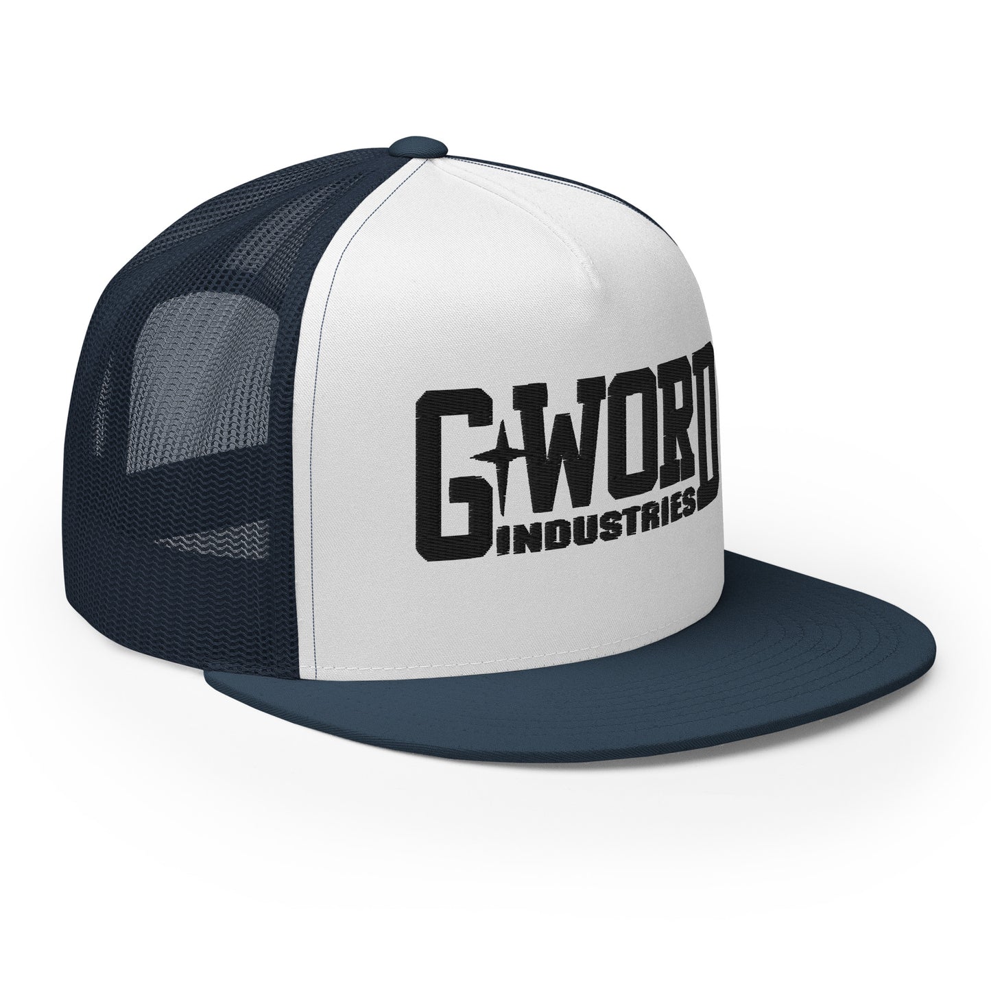 GWORD INDUSTRIES - THE LIVING TRUTH COLLECTION - Black on White on Teal Back - Open Back Trucker Cap