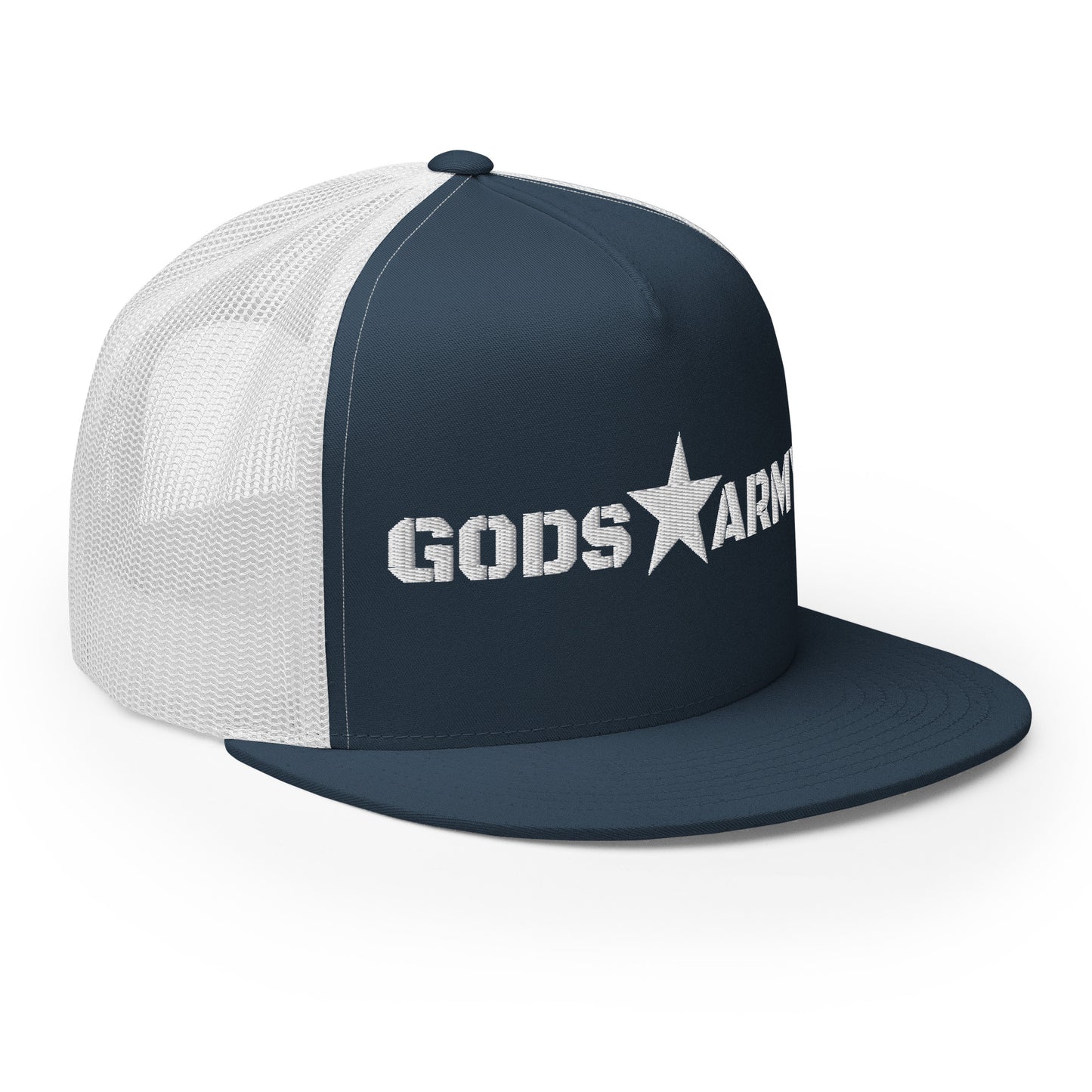 GODS ARMY - TRUE NORTH COLLECTION - White on Teal on Teal Back - Open Back Trucker Cap