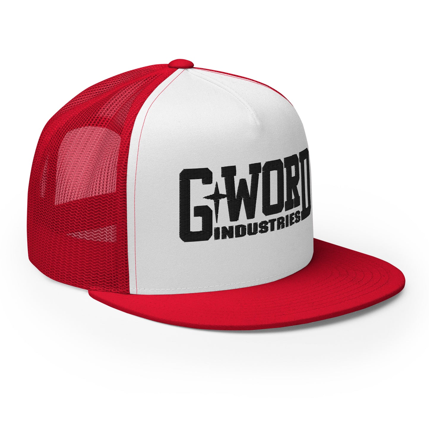 GWORD INDUSTRIES - THE LIVING TRUTH COLLECTION - Black on White on Red Back - Open Back Trucker Cap