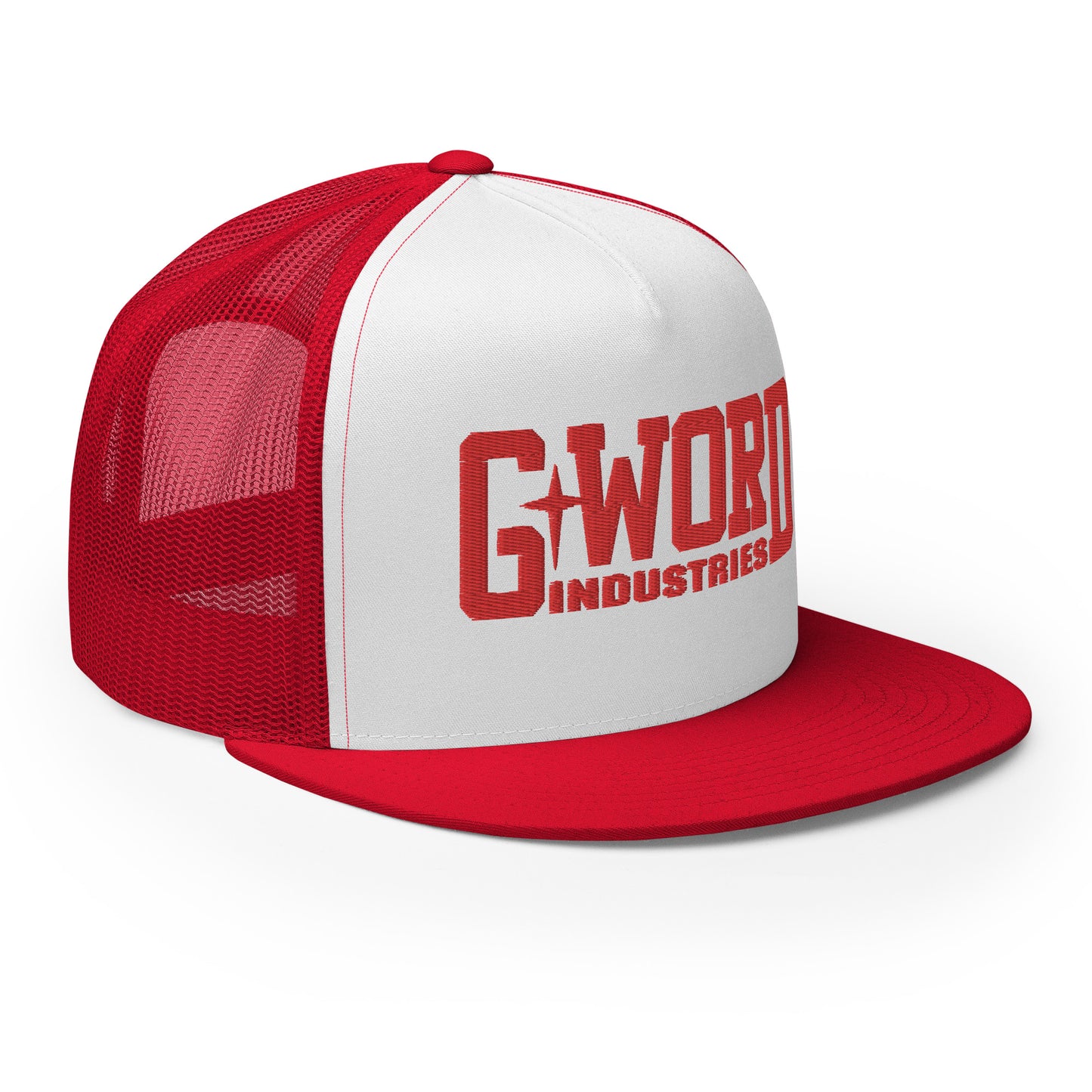 GWORD INDUSTRIES - THE LIVING TRUTH COLLECTION - Red on White on Red Back - Open Back Trucker Cap