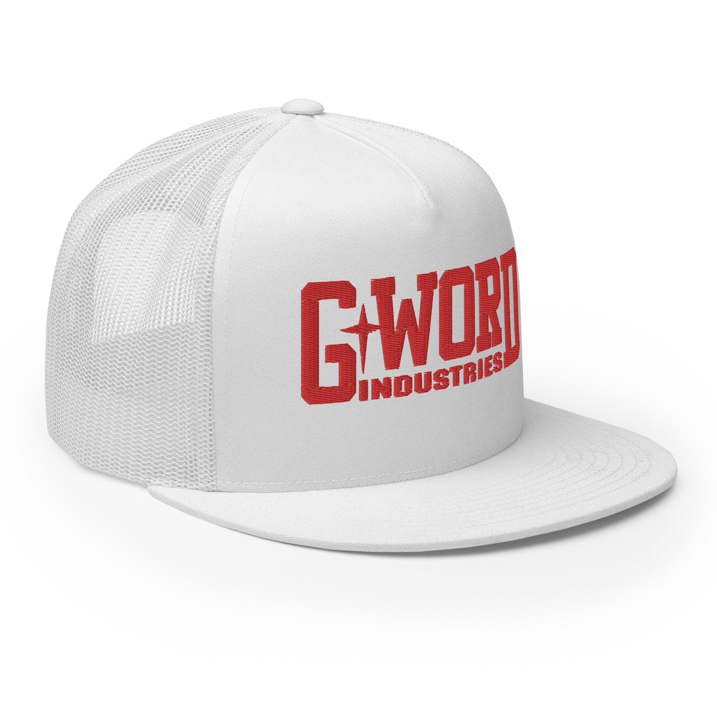 GWORD INDUSTRIES - THE LIVING TRUTH COLLECTION - Red on White on White Back - Open Back Trucker Cap