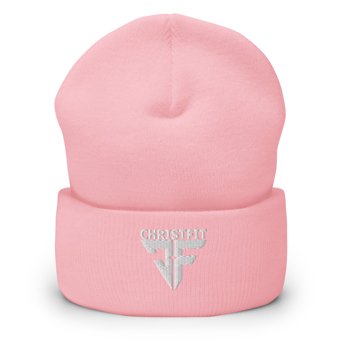CHRISTFIT - ORIGINAL COLLECTION - WHITE on PINK - Cuffed Beanie