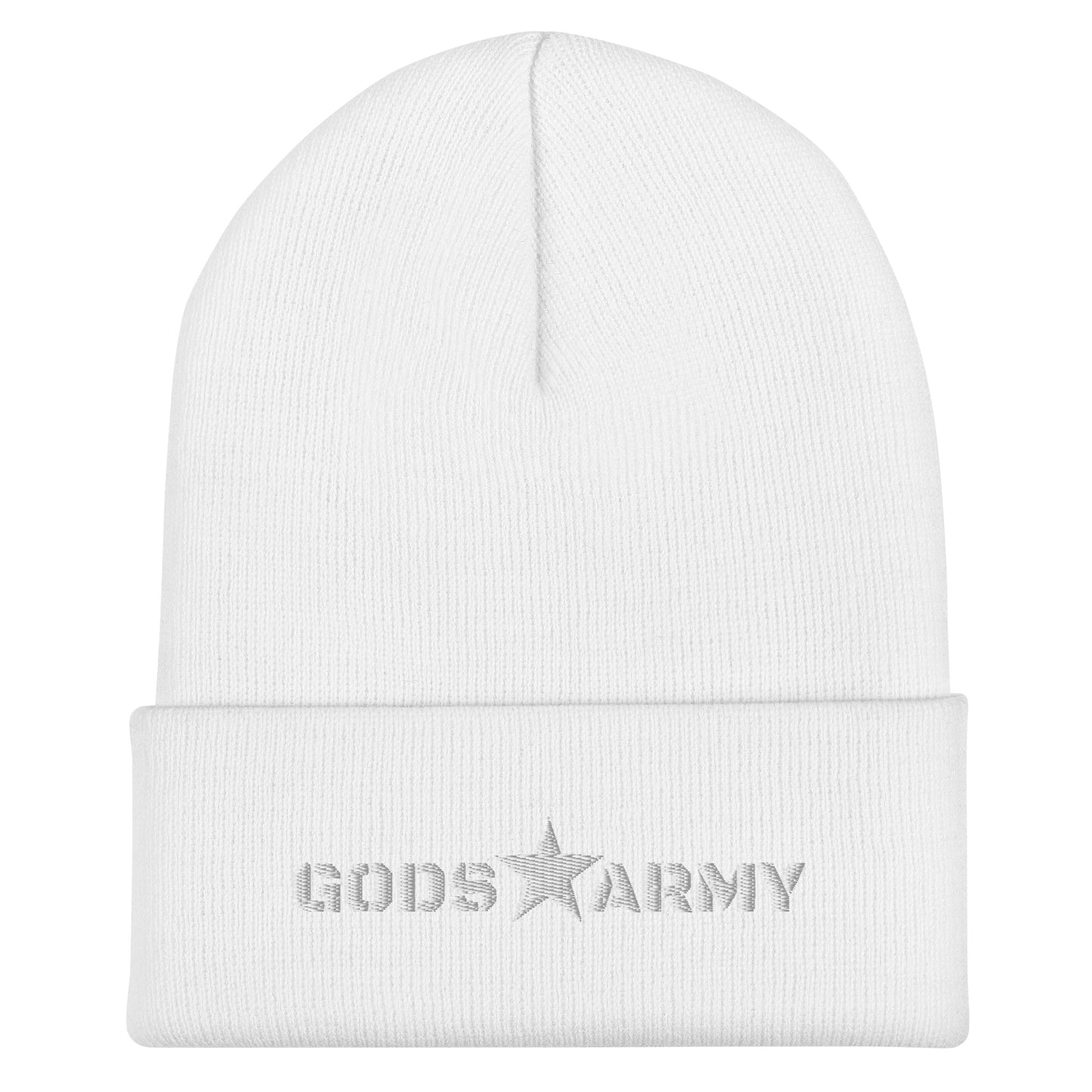 GODS ARMY - TRUE NORTH COLLECTION - White on White - Cuffed Beanie