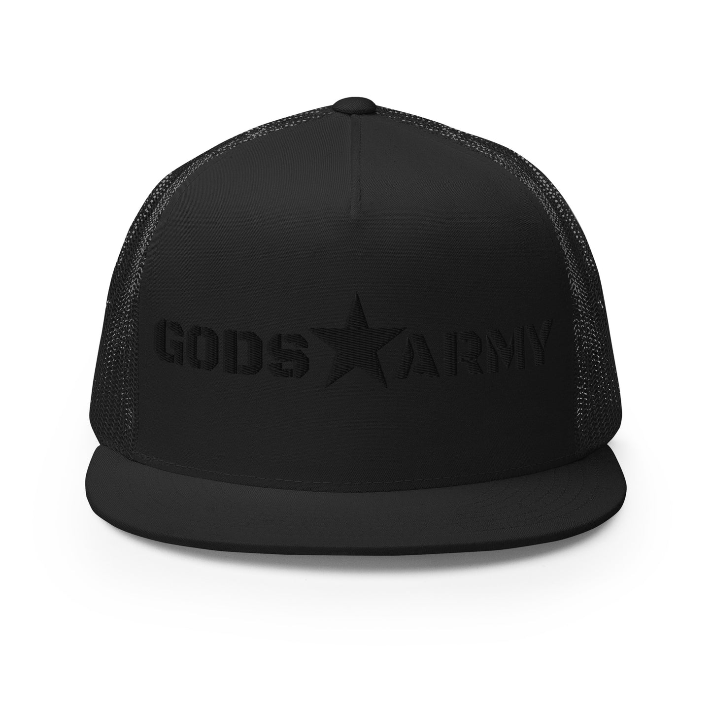 GODS ARMY - TRUE NORTH COLLECTION - Black on Black on Black Back - Open Back Trucker Cap