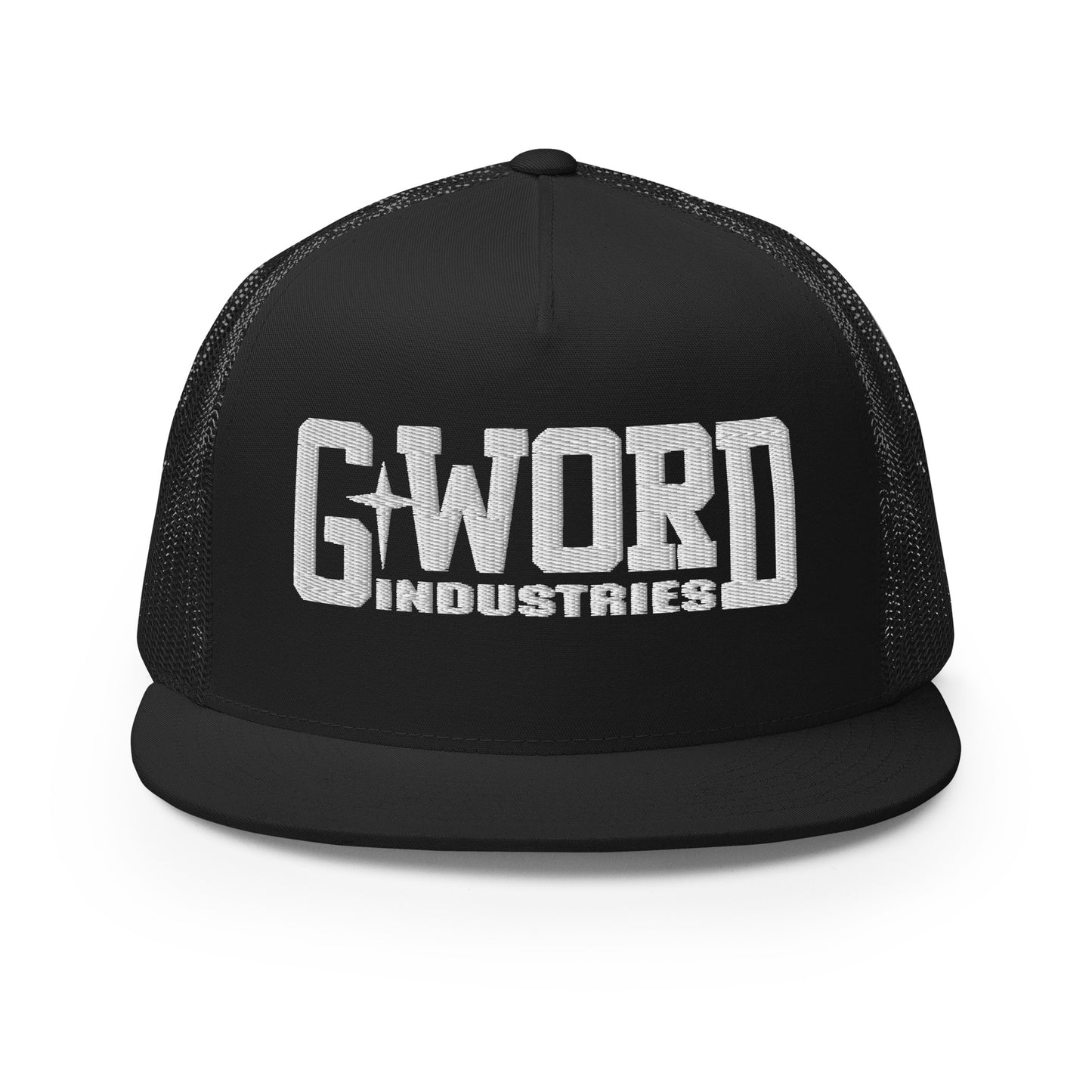 GWORD INDUSTRIES - THE LIVING TRUTH COLLECTION - White on Black on Black Back - Open Back Trucker Cap