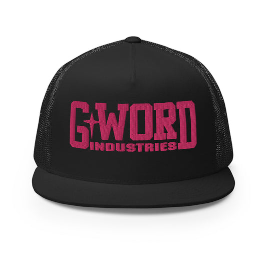 GWORD INDUSTRIES - THE LIVING TRUTH COLLECTION - Pink on Black on Back - Open Back Trucker Cap