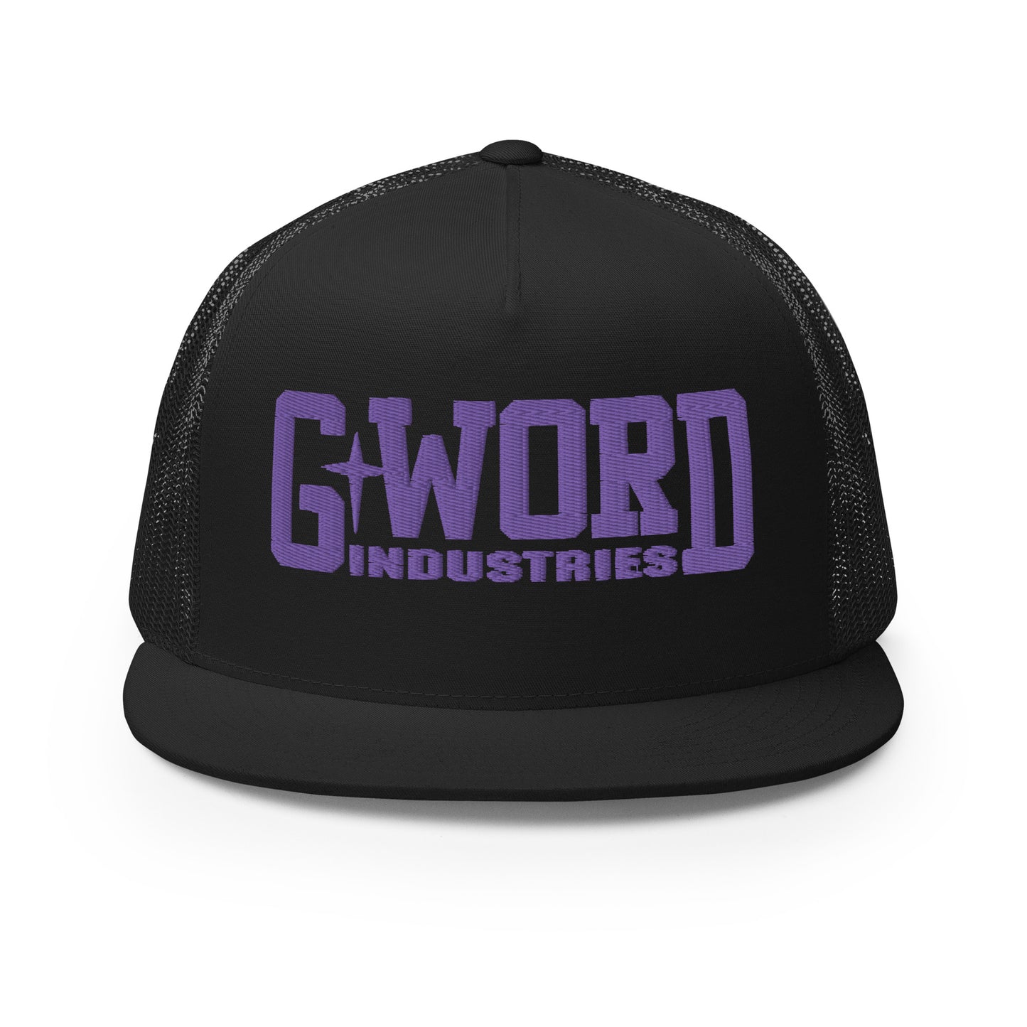 GWORD INDUSTRIES - THE LIVING TRUTH COLLECTION - Purple on Black on Black Back - Open Back Trucker Cap