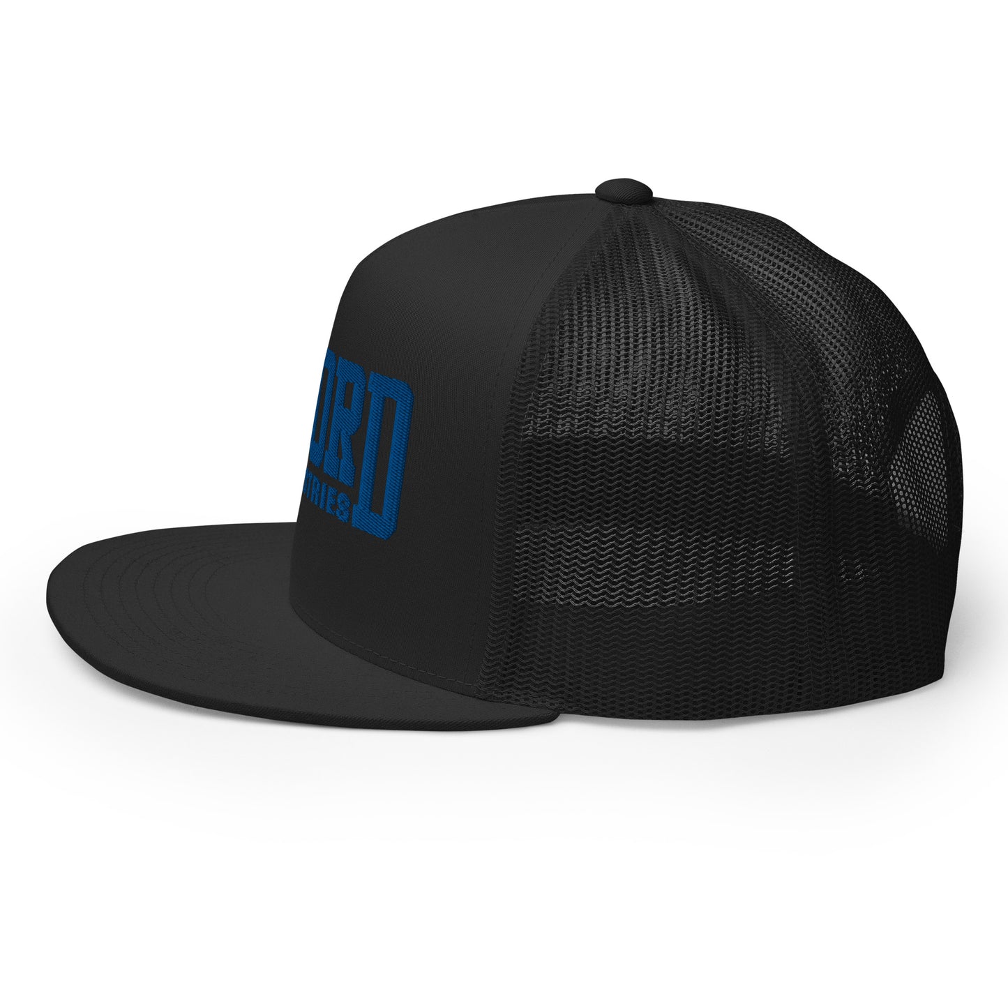 GWORD INDUSTRIES - THE LIVING TRUTH COLLECTION - Blue on Black on Black Back - Open Back Trucker Cap