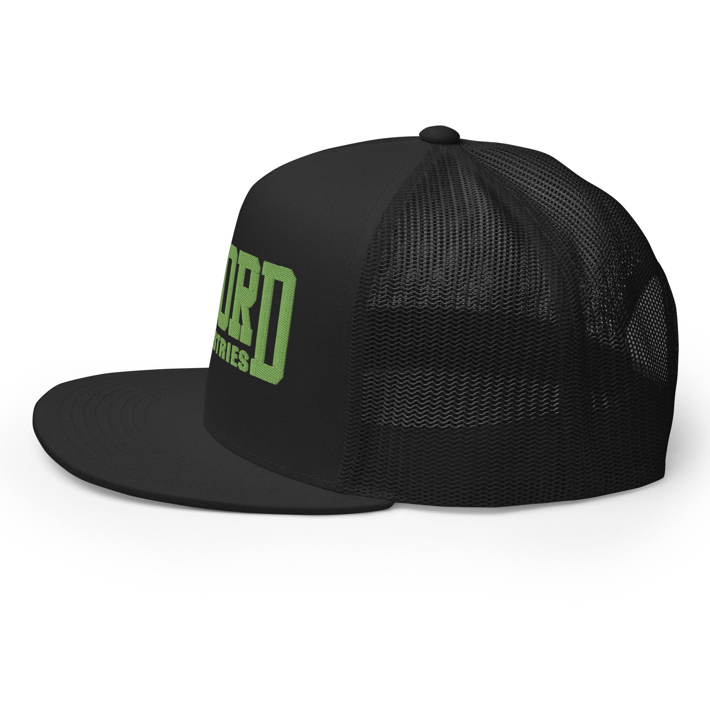 GWORD INDUSTRIES - THE LIVING TRUTH COLLECTION - Green on Black on Black Back - Open Back Trucker Cap