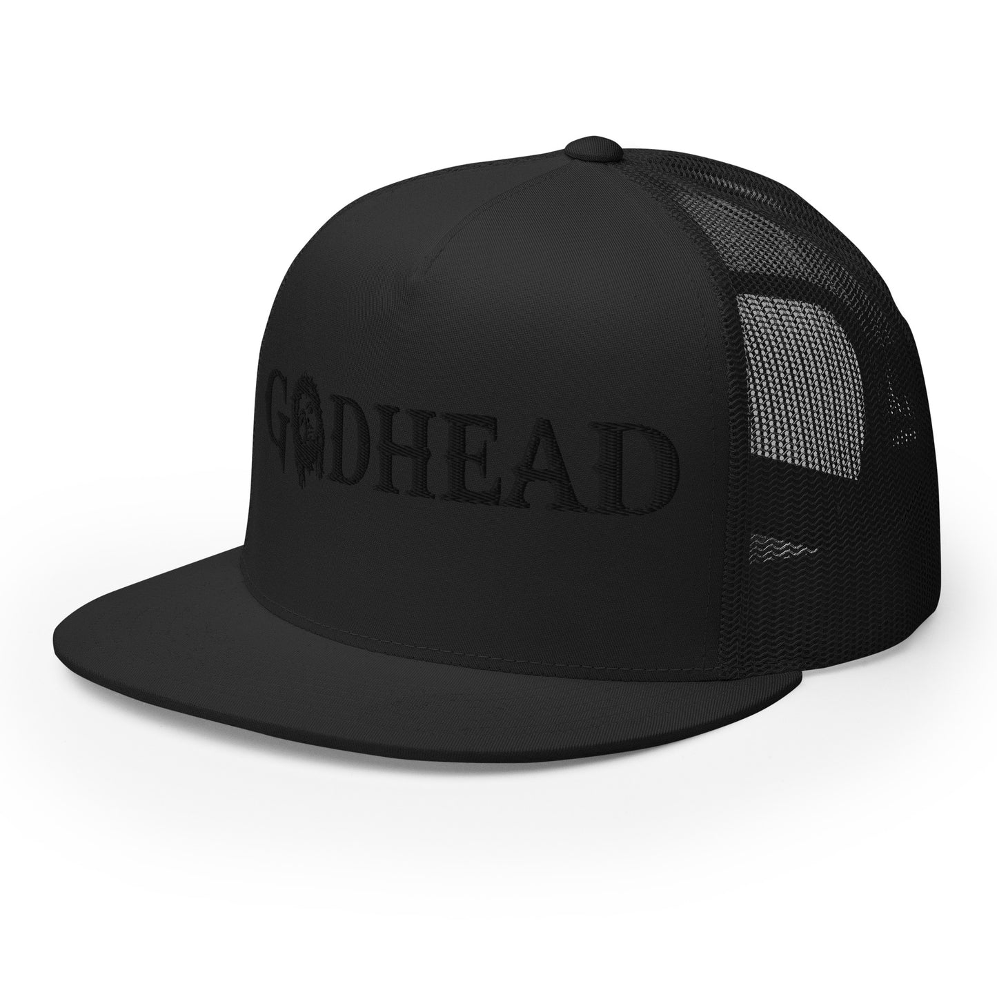 GODHEAD - CHRIST COLLECTION - BLACK on BLACK on BLACK Back - Open Back Trucker Cap