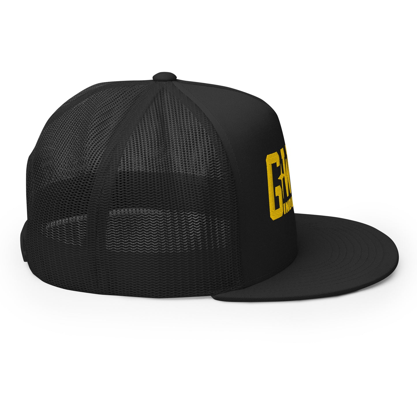 GWORD INDUSTRIES - THE LIVING TRUTH COLLECTION - Gold on Black on Black Back - Open Back Trucker Cap
