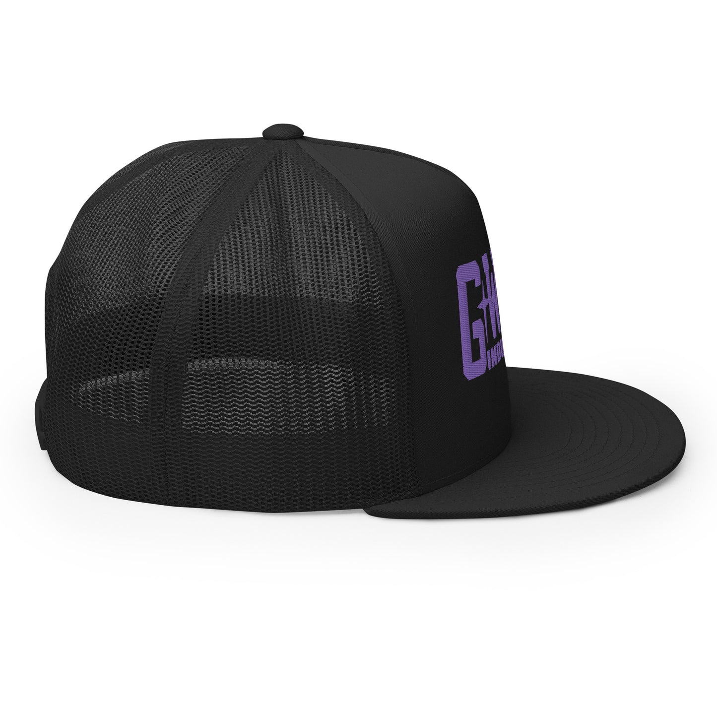 GWORD INDUSTRIES - THE LIVING TRUTH COLLECTION - Purple on Black on Black Back - Open Back Trucker Cap