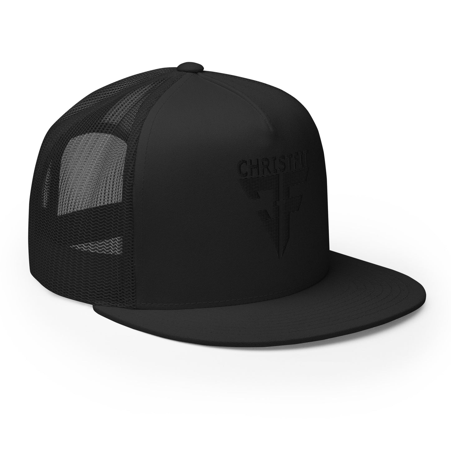 CHRISTFIT - ORIGINAL COLLECTION - BLACK on BLACK - Open Back Trucker Cap