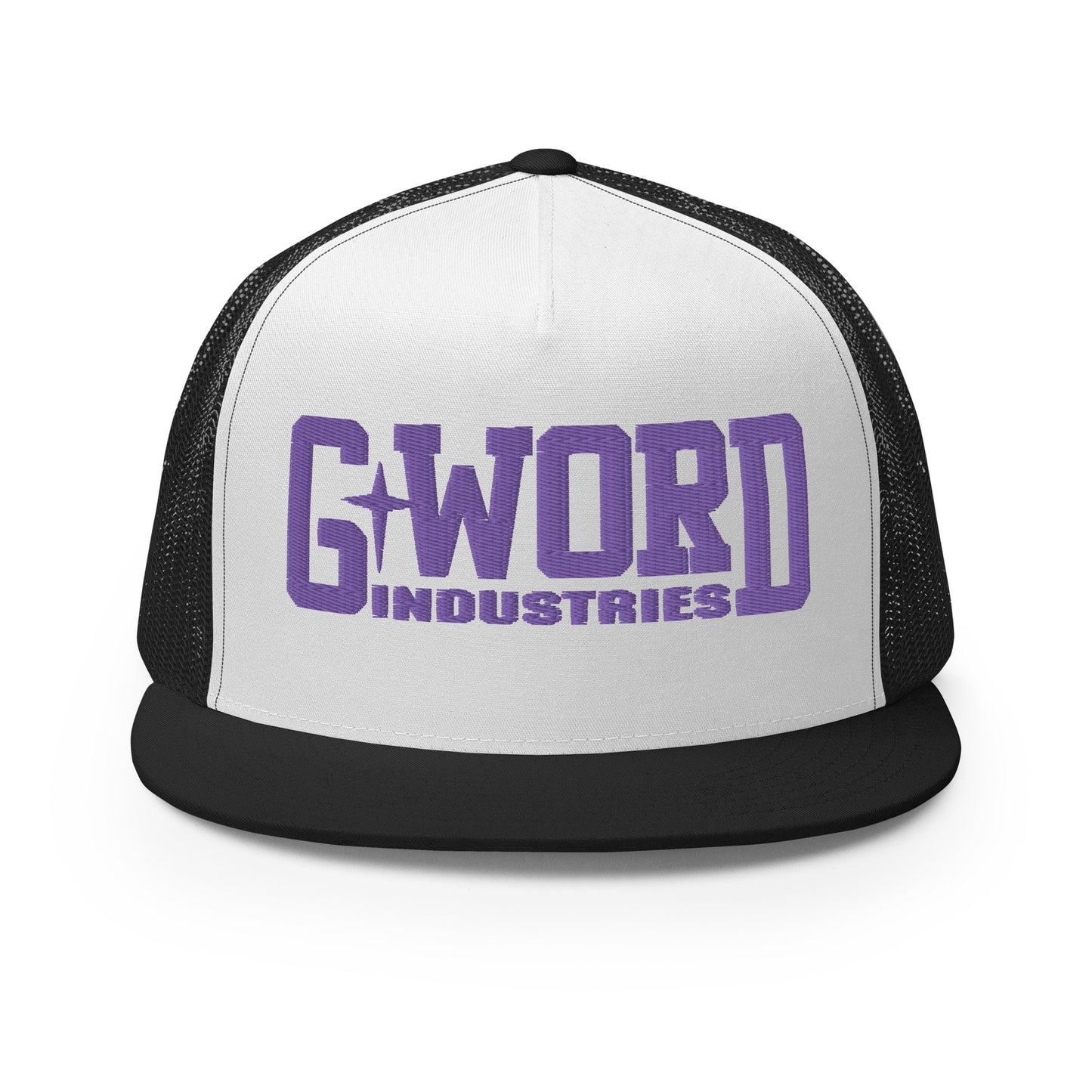 GWORD INDUSTRIES - THE LIVING TRUTH COLLECTION - Purple on White on Black Back - Open Back Trucker Cap