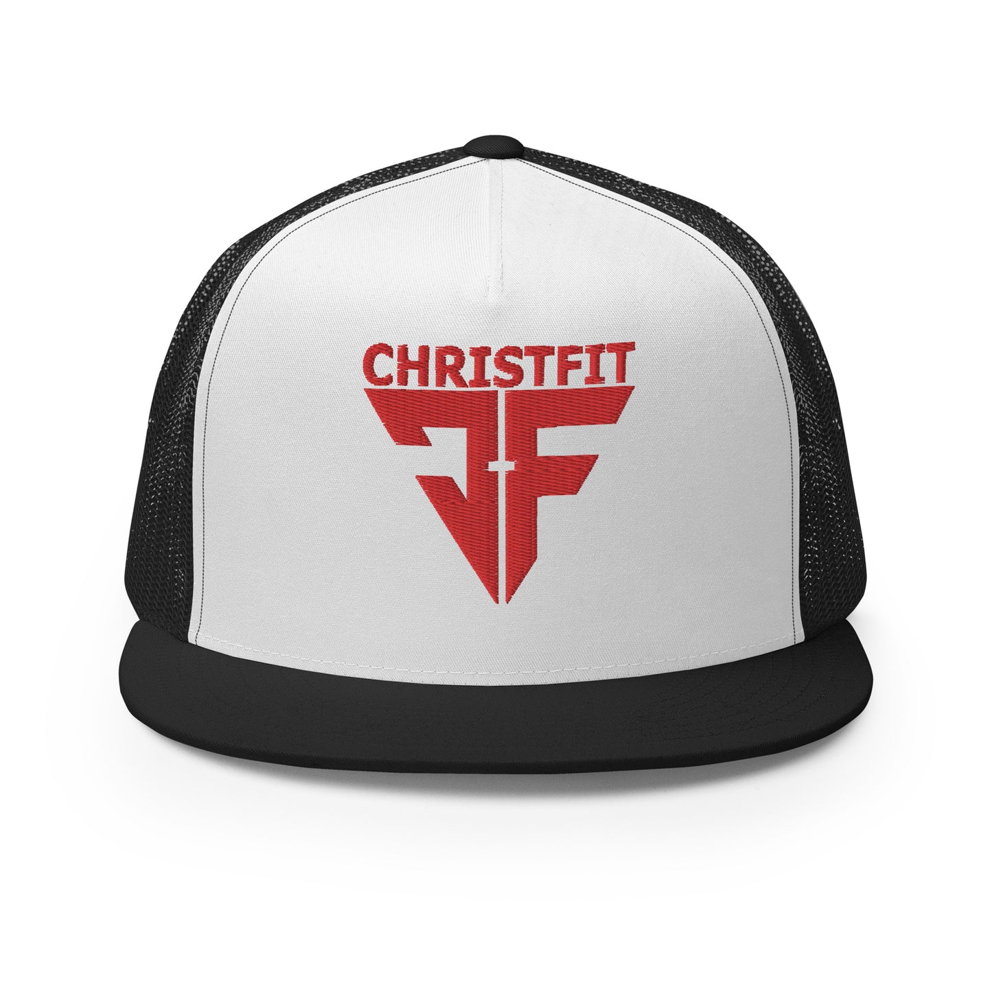 CHRISTFIT - ORIGINAL COLLECTION - RED on WHITE with BLACK BACK - Open Back Trucker Cap