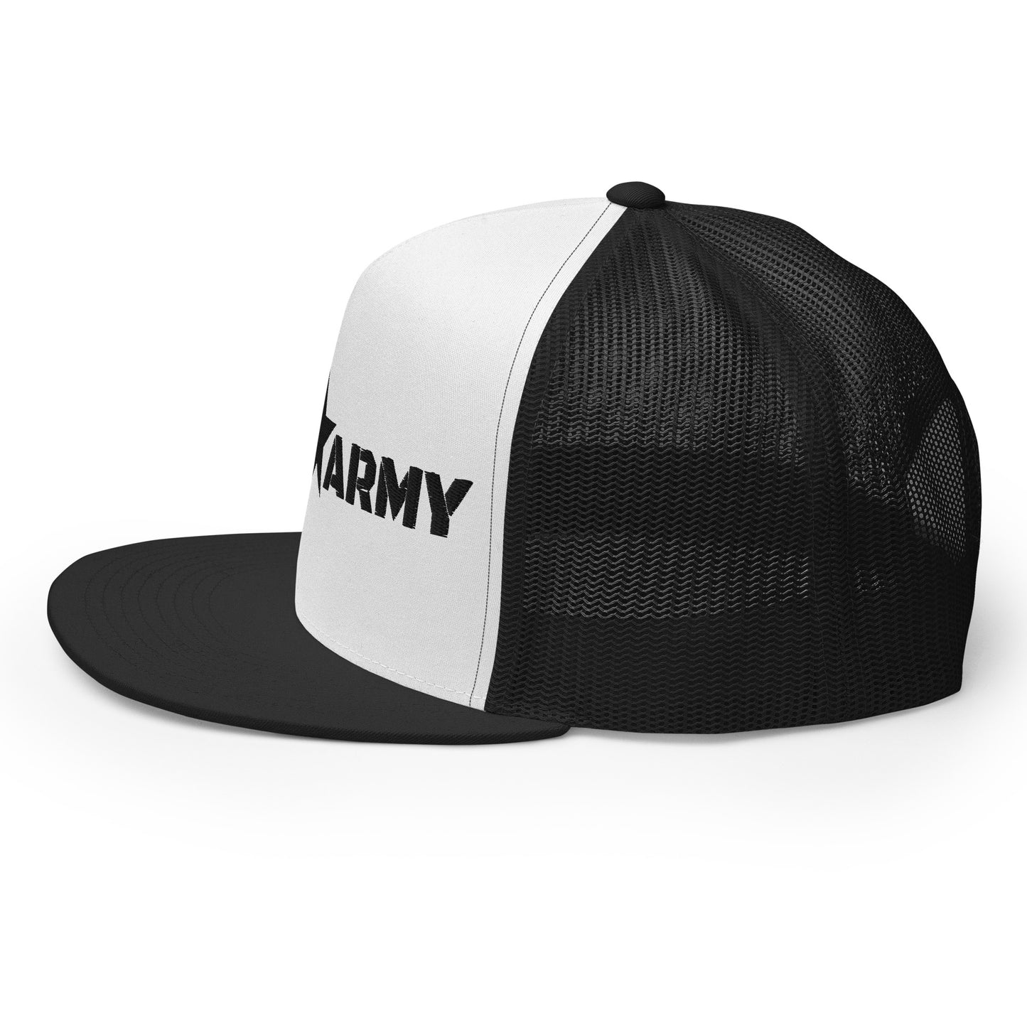 GODS ARMY - TRUE NORTH COLLECTION - Black on White on Black Back - Open Back Trucker Cap