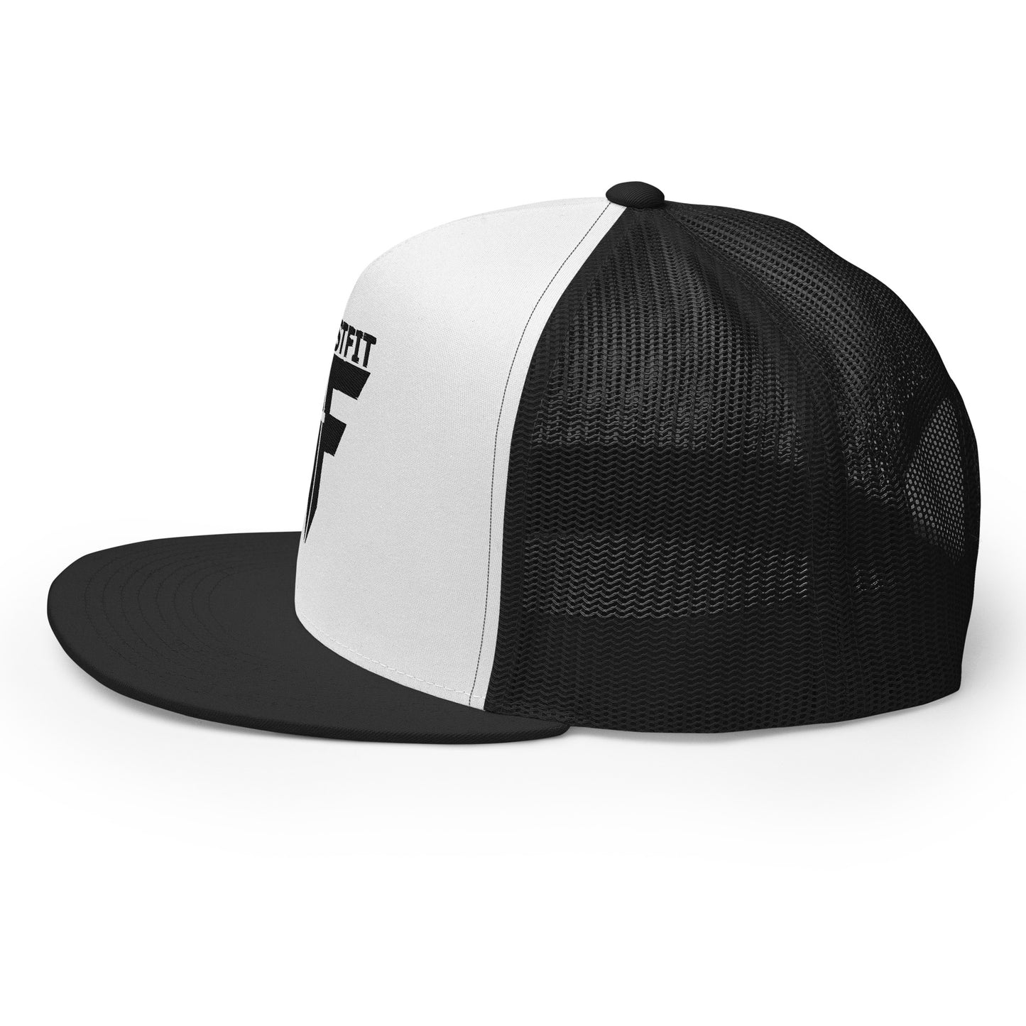 CHRISTFIT - ORIGINAL COLLECTION - BLACK on WHITE with BLACK BACK - Open Back Trucker Cap