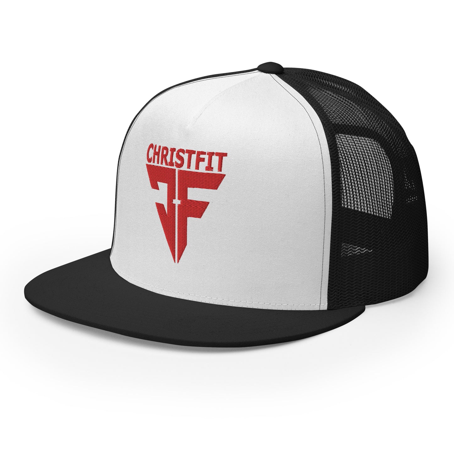 CHRISTFIT - ORIGINAL COLLECTION - RED on WHITE with BLACK BACK - Open Back Trucker Cap