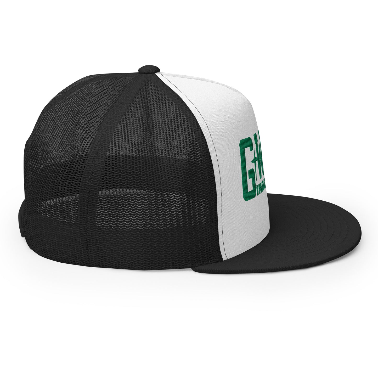 GWORD INDUSTRIES - THE LIVING TRUTH COLLECTION - Green on White on Black Back - Open Back Trucker Cap