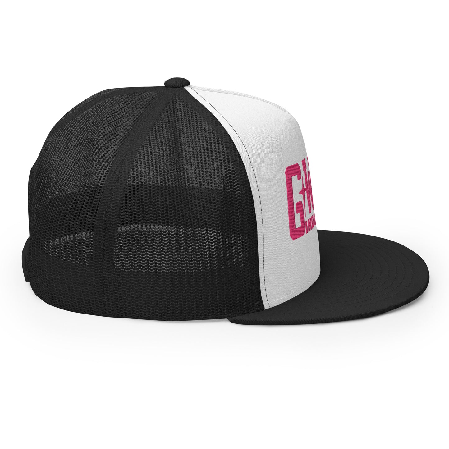 GWORD INDUSTRIES - THE LIVING TRUTH COLLECTION - Pink on White on Black Back - Open Back Trucker Cap