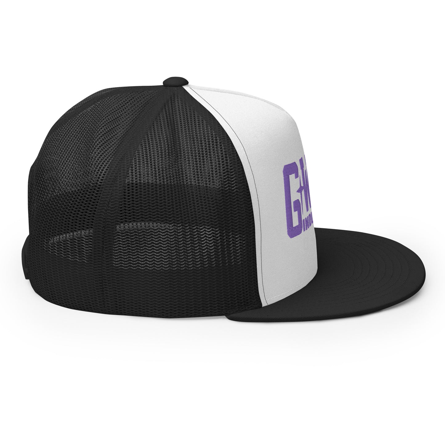 GWORD INDUSTRIES - THE LIVING TRUTH COLLECTION - Purple on White on Black Back - Open Back Trucker Cap