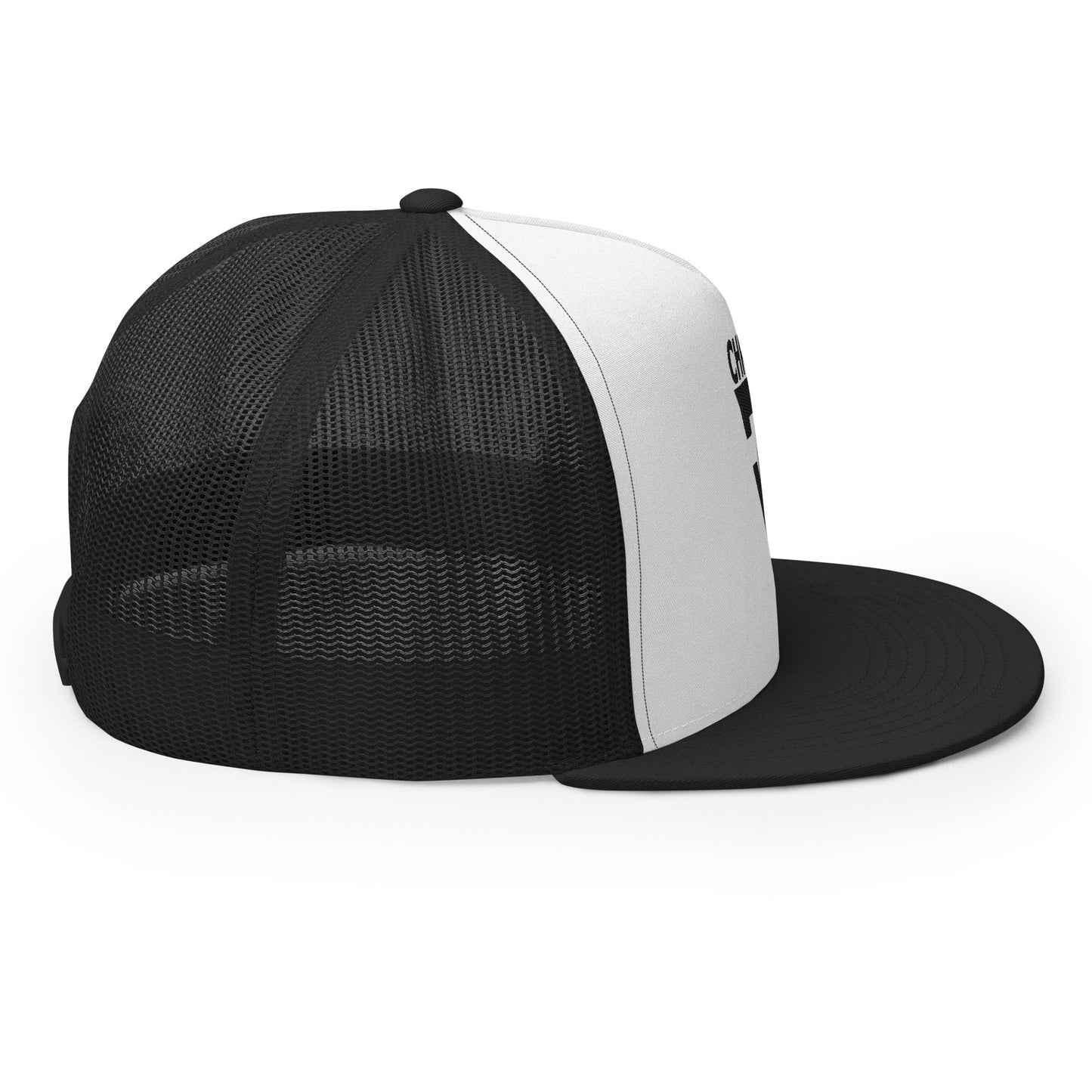 CHRISTFIT - ORIGINAL COLLECTION - BLACK on WHITE with BLACK BACK - Open Back Trucker Cap