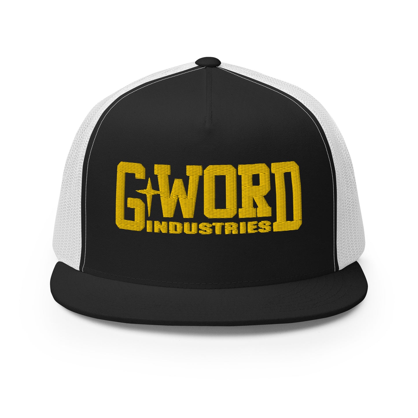 GWORD INDUSTRIES - THE LIVING TRUTH COLLECTION - Gold on Black on White Back - Open Back Trucker Cap
