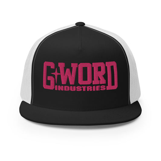 GWORD INDUSTRIES - THE LIVING TRUTH COLLECTION - Pink on Black on White Back - Open Back Trucker Cap