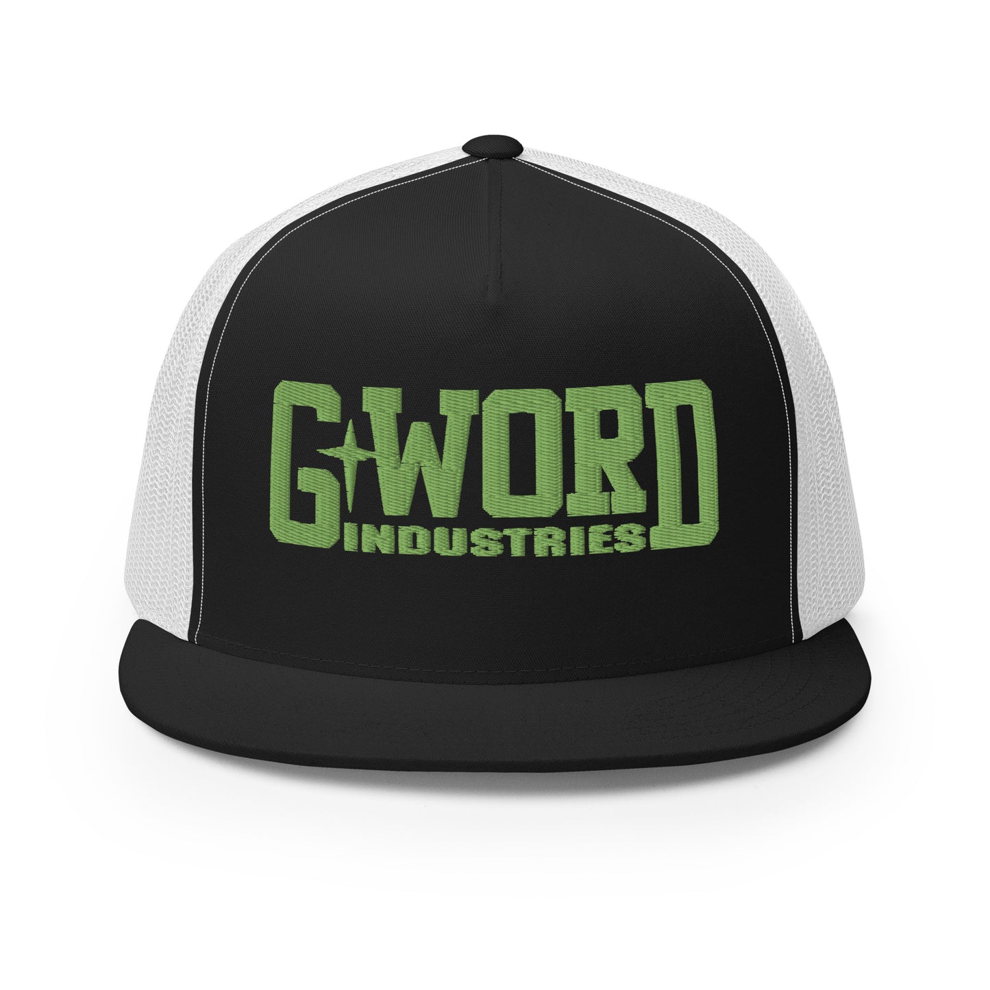 GWORD INDUSTRIES - THE LIVING TRUTH COLLECTION - Green on Black on White Back - Open Back Trucker Cap