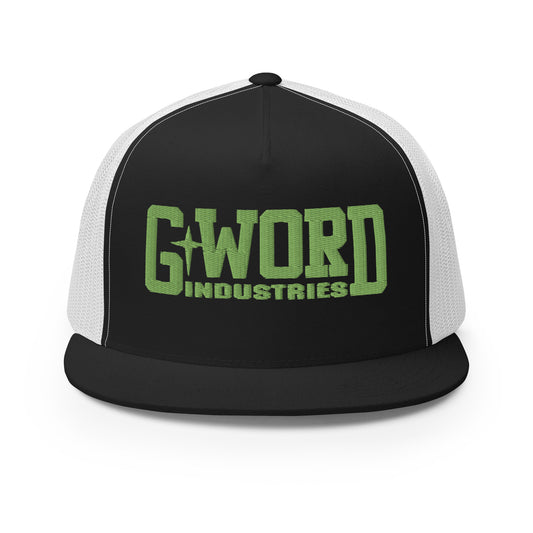 GWORD INDUSTRIES - THE LIVING TRUTH COLLECTION - Green on Black on White Back - Open Back Trucker Cap