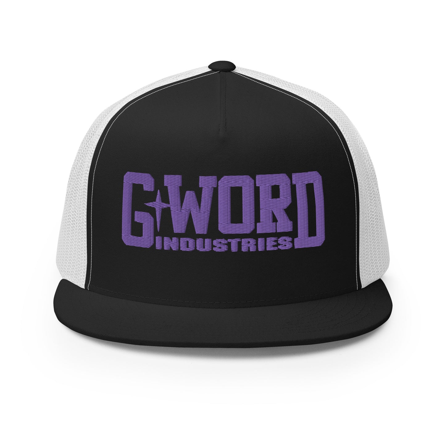 GWORD INDUSTRIES - THE LIVING TRUTH COLLECTION - Purple on Black on White Back - Open Back Trucker Cap