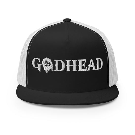 GODHEAD - CHRIST COLLECTION - WHITE on BLACK on WHITE BACK - Open Back Trucker Cap