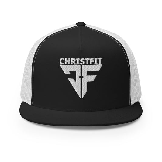 CHRISTFIT - ORIGINAL COLLECTION - WHITE on BLACK - Open Back Trucker Cap
