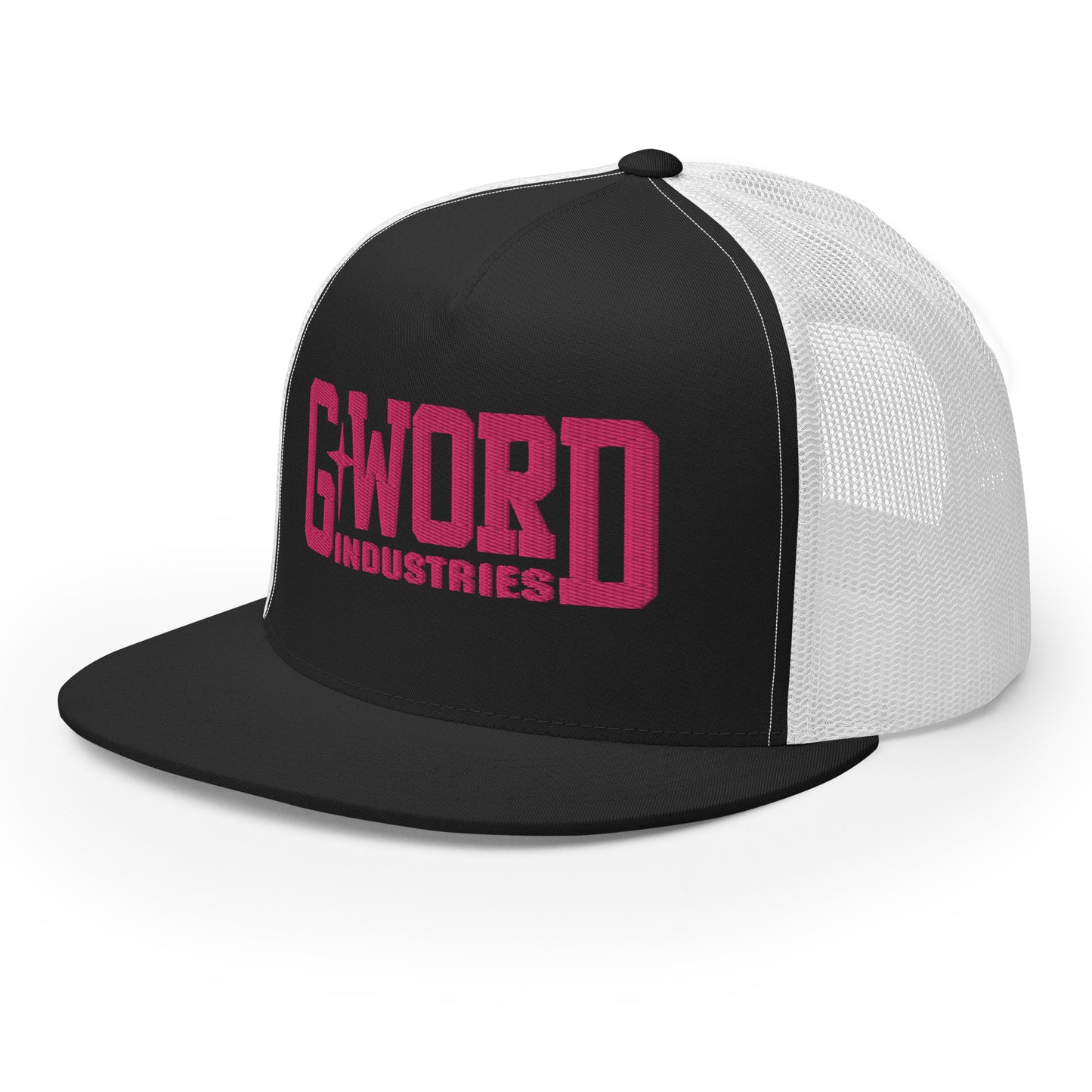 GWORD INDUSTRIES - THE LIVING TRUTH COLLECTION - Pink on Black on White Back - Open Back Trucker Cap