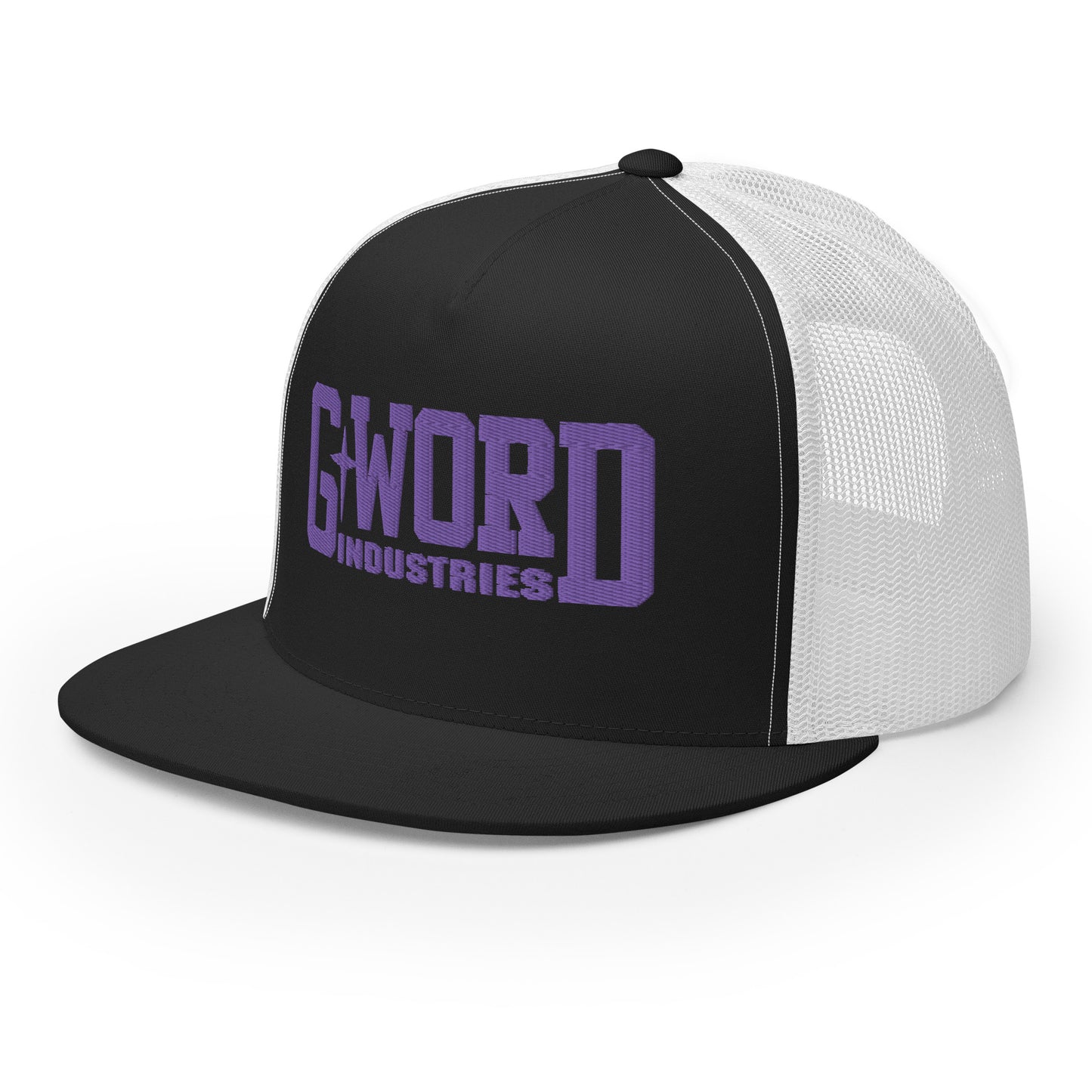 GWORD INDUSTRIES - THE LIVING TRUTH COLLECTION - Purple on Black on White Back - Open Back Trucker Cap