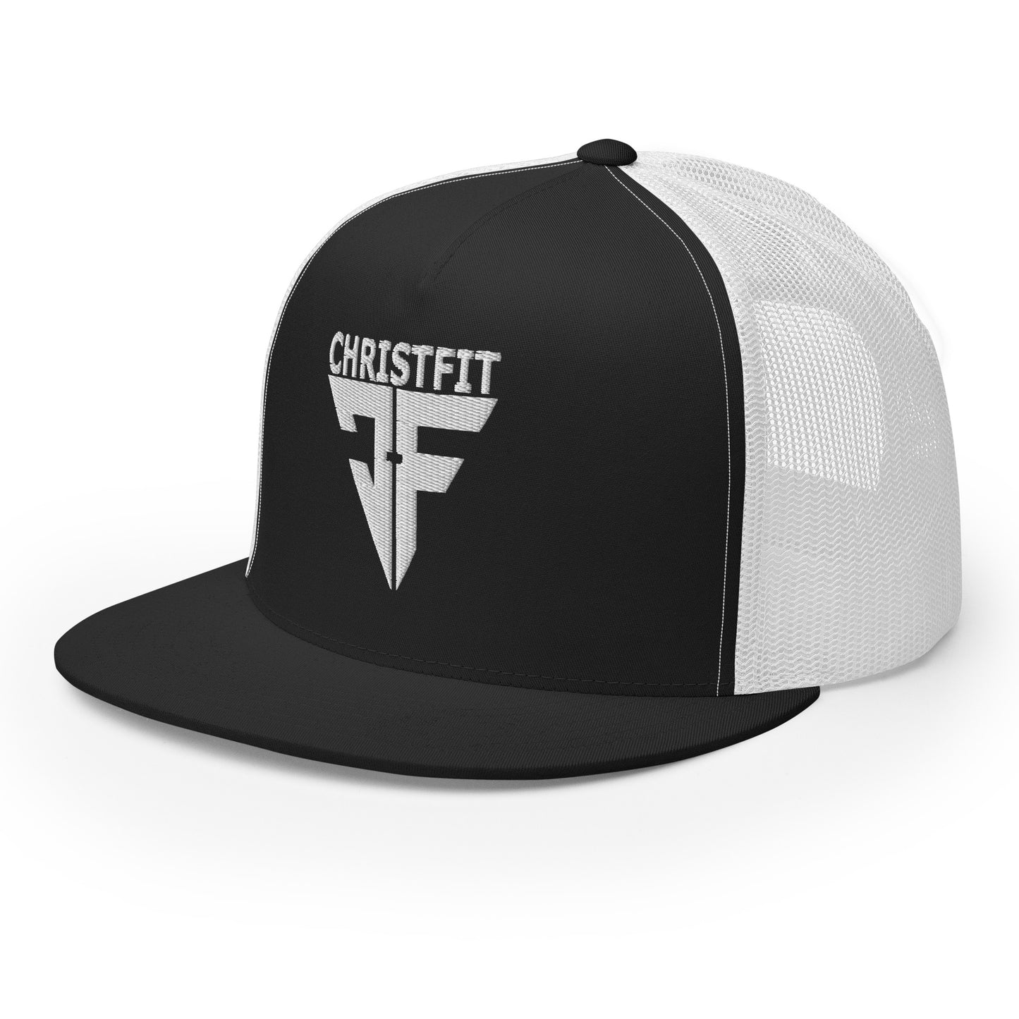 CHRISTFIT - ORIGINAL COLLECTION - WHITE on BLACK - Open Back Trucker Cap