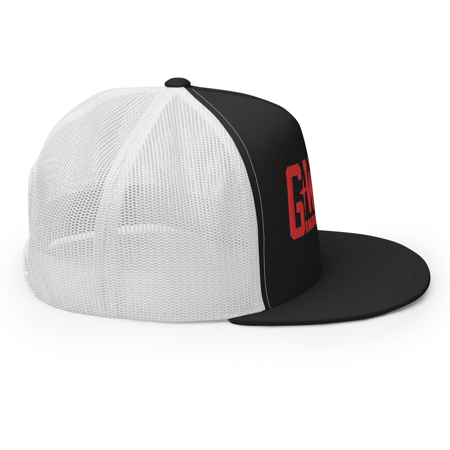 GWORD INDUSTRIES - THE LIVING TRUTH COLLECTION - Red on Black on White Back - Open Back Trucker Cap