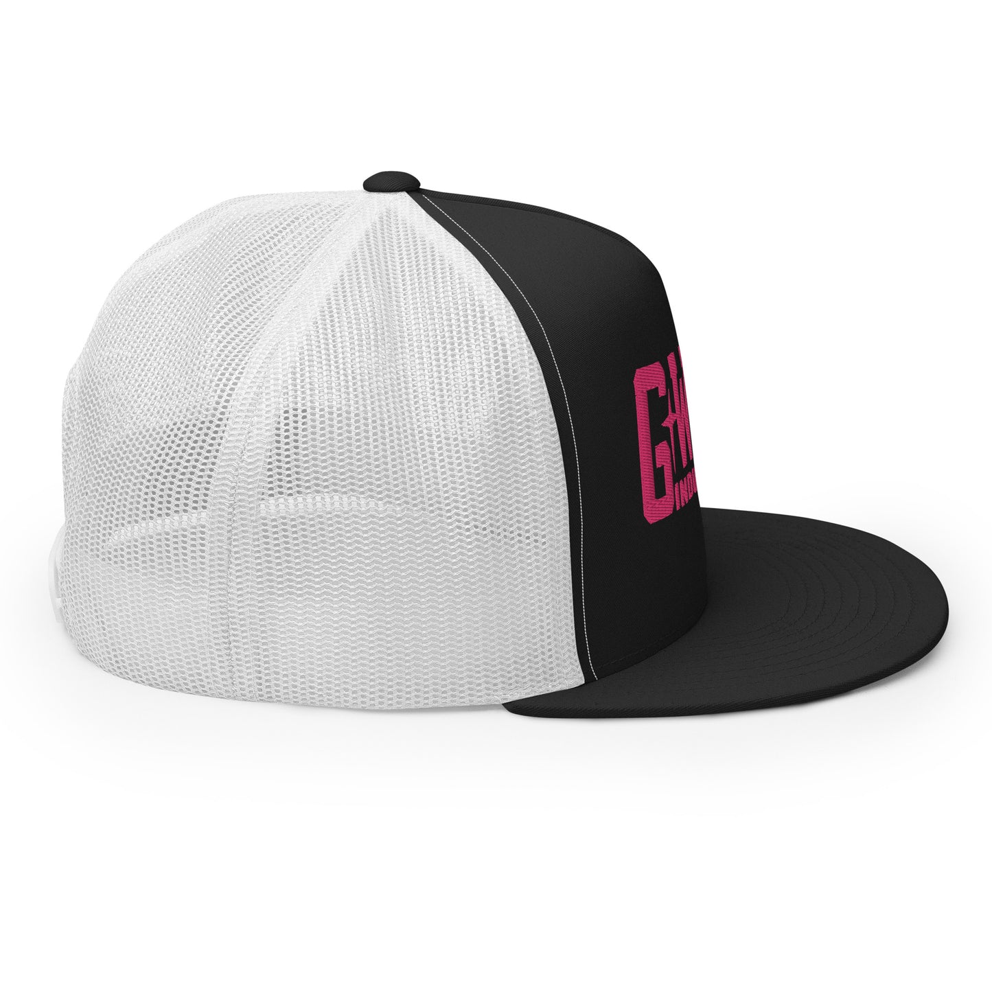 GWORD INDUSTRIES - THE LIVING TRUTH COLLECTION - Pink on Black on White Back - Open Back Trucker Cap