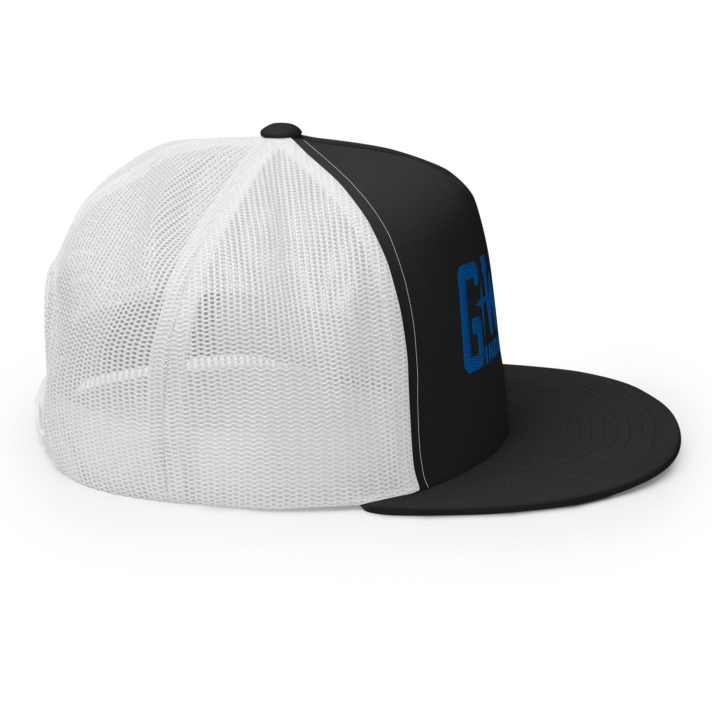 GWORD INDUSTRIES - THE LIVING TRUTH COLLECTION - Blue on Black on White Back - Open Back Trucker Cap