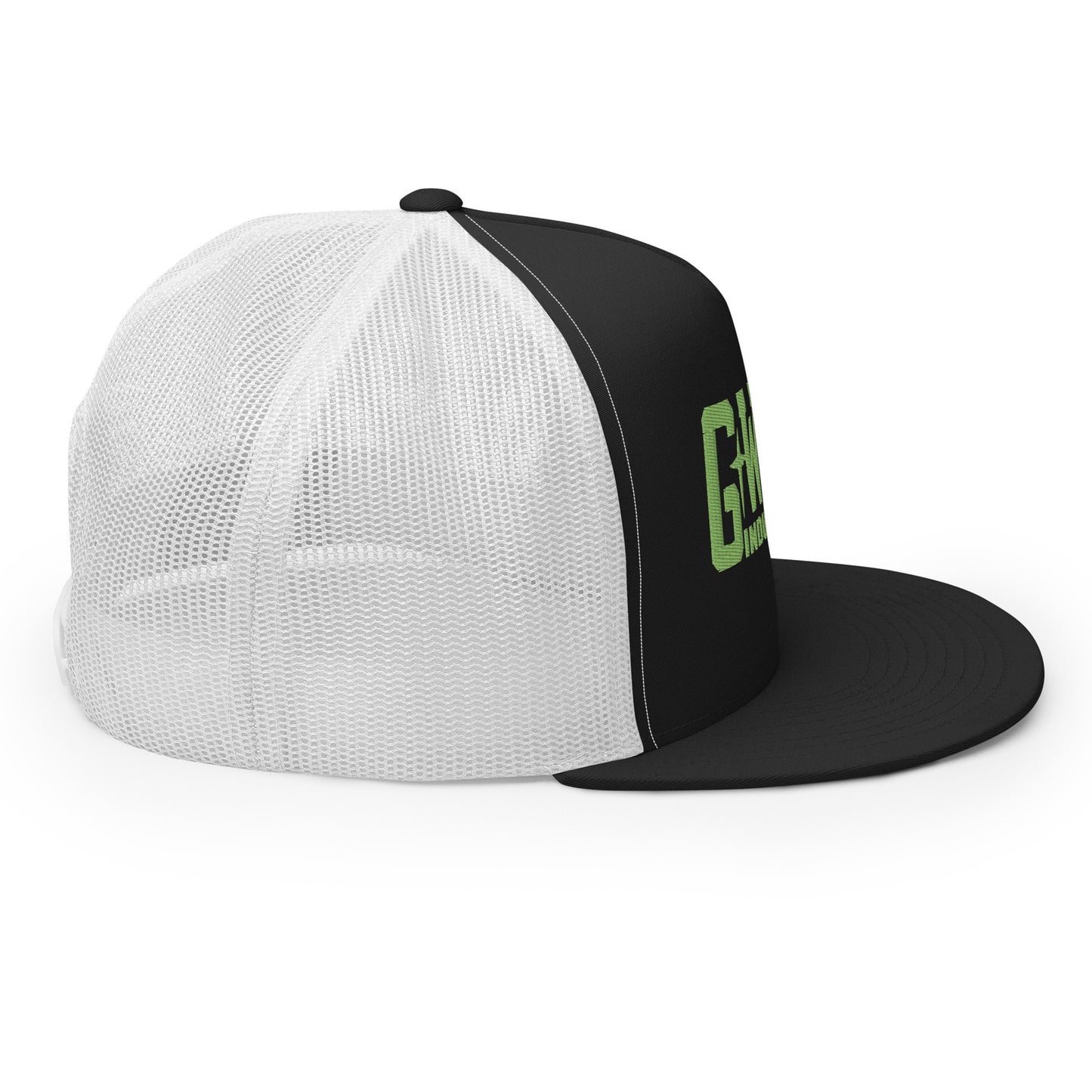GWORD INDUSTRIES - THE LIVING TRUTH COLLECTION - Green on Black on White Back - Open Back Trucker Cap