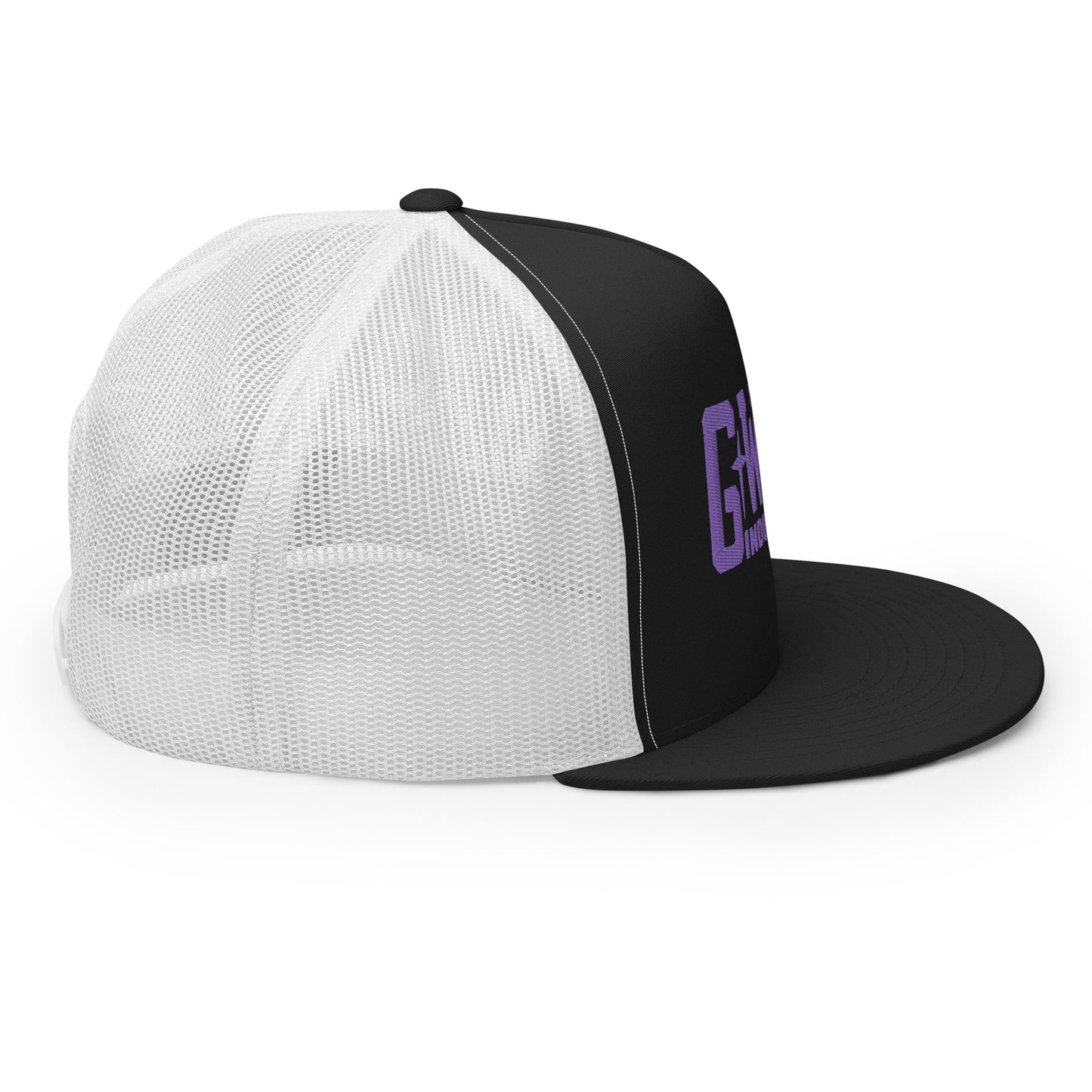 GWORD INDUSTRIES - THE LIVING TRUTH COLLECTION - Purple on Black on White Back - Open Back Trucker Cap