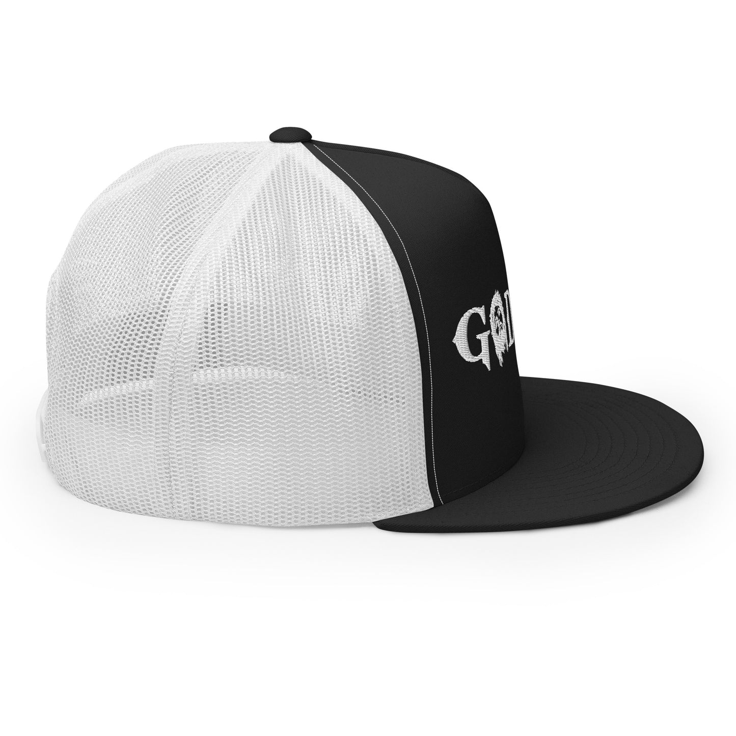 GODHEAD - CHRIST COLLECTION - WHITE on BLACK on WHITE BACK - Open Back Trucker Cap