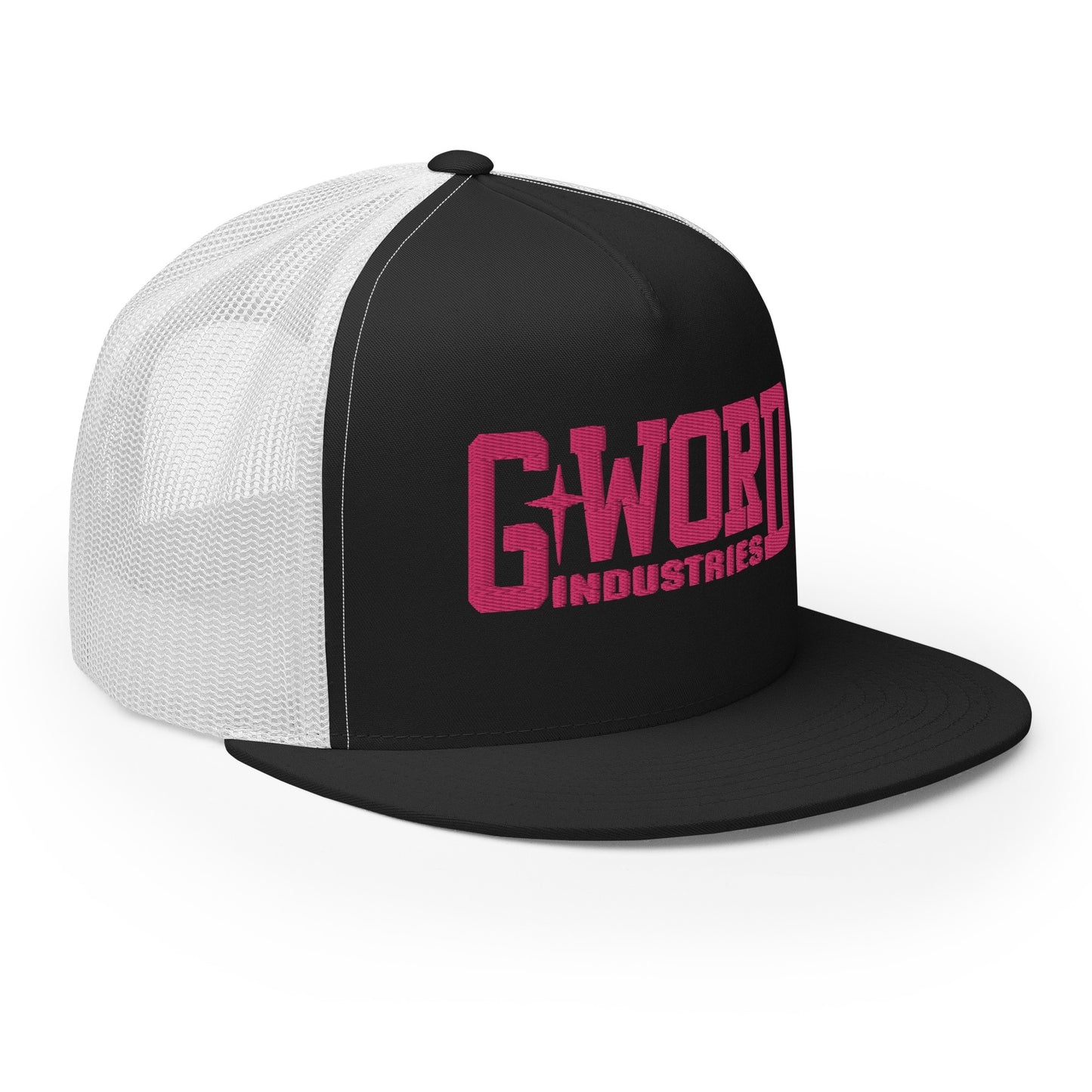GWORD INDUSTRIES - THE LIVING TRUTH COLLECTION - Pink on Black on White Back - Open Back Trucker Cap