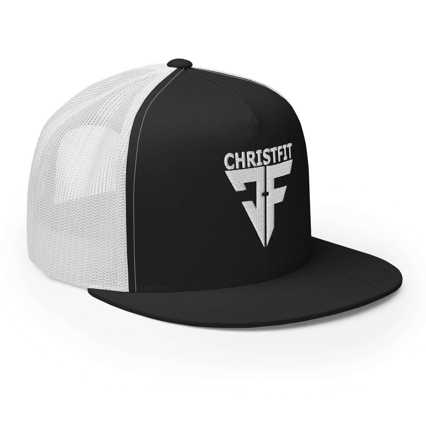 CHRISTFIT - ORIGINAL COLLECTION - WHITE on BLACK - Open Back Trucker Cap