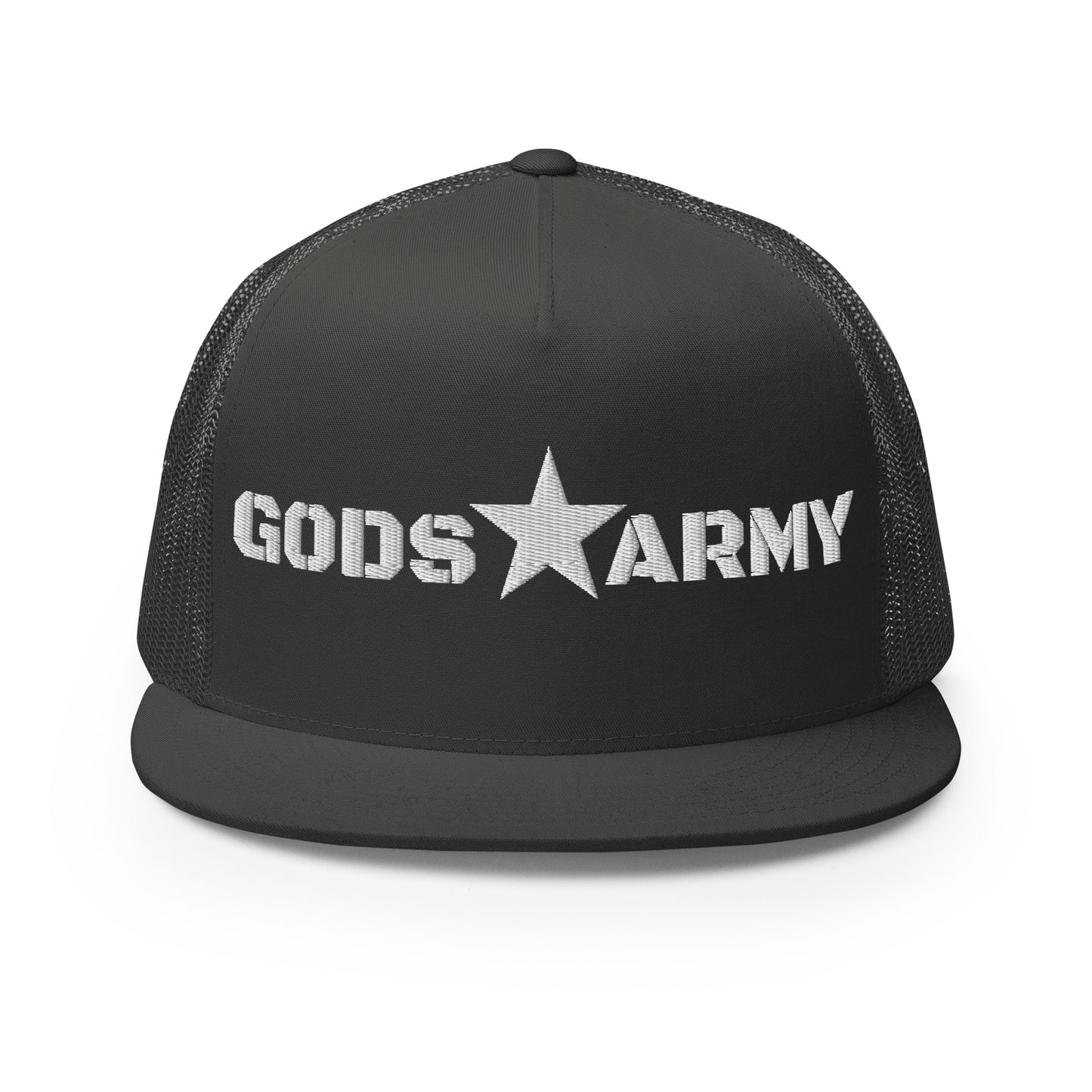 GODS ARMY - TRUE NORTH COLLECTION - White on Grey\Gray on Grey\Gray Back - Open Back Trucker Cap