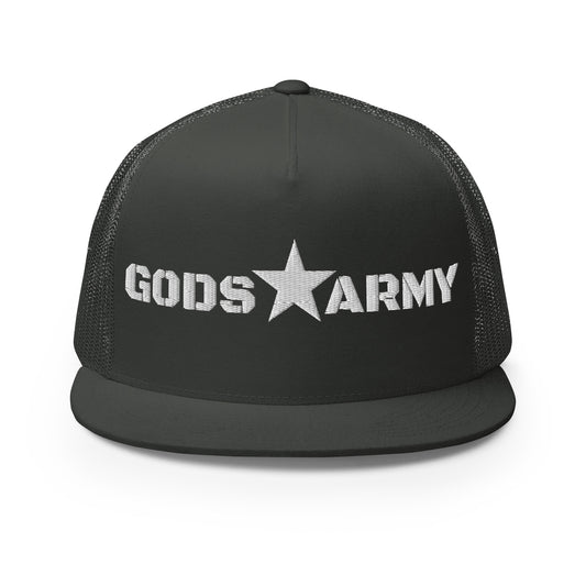 GODS ARMY - TRUE NORTH COLLECTION - White on Grey\Gray on Grey\Gray Back - Open Back Trucker Cap